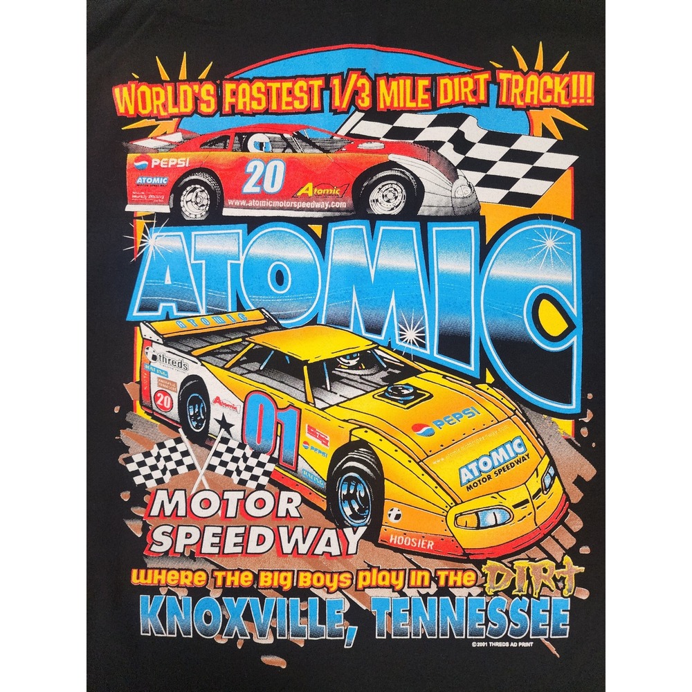 Atomic Motor Speedway Mens 2XL Vintage T-Shirt Delta Black Racing Knoxville TN